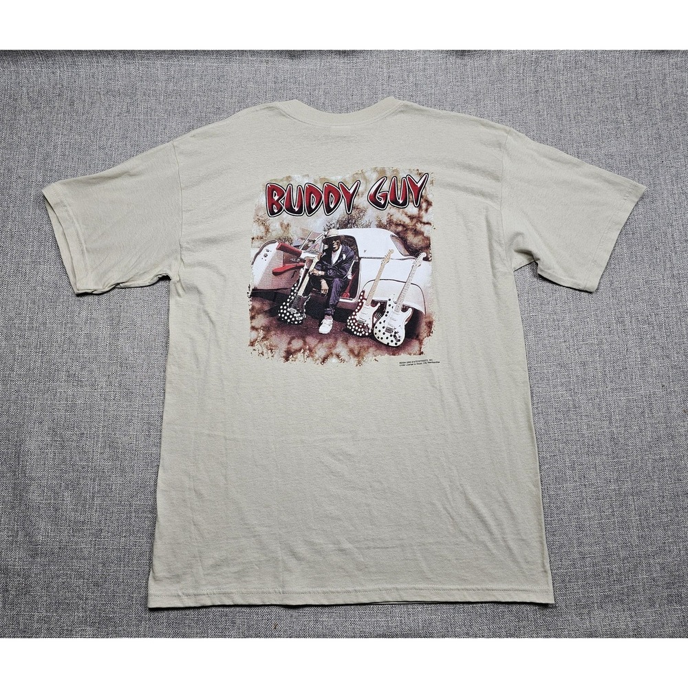 VINTAGE Buddy Guy Shirt Mens Large Beige Chicago Blues Band Guitar Graphic 2004